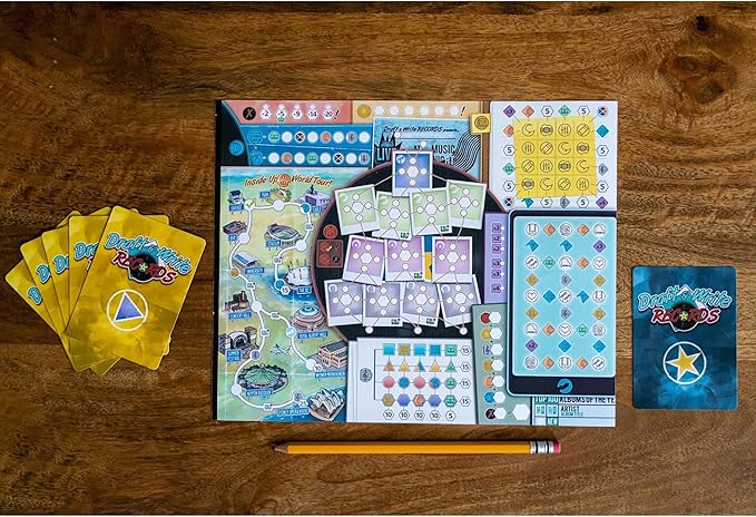 Inside Up Games Draft &amp Write Records | Music Board Game Card Drafting | Draft Your Band Tour The World Top The Charts | for 1 to 6 Players | for Ages 10 and Up | 30-40 Minute Playtime