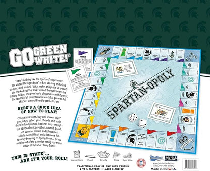 Late for the Sky Spartanopoly Board Game – Michigan State University Edition 2-6 Players Family Strategy Campus Theme Collectible