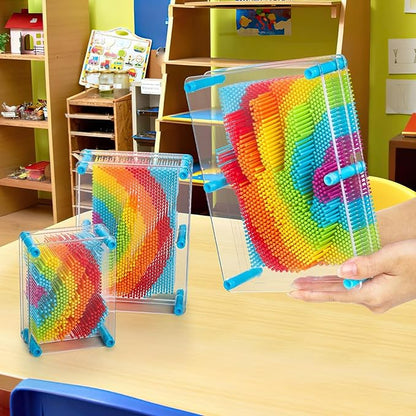 Hacaroa 3 Pack 3D Pin Art Toy Rainbow Plastic Pin Art Board Sensory Toys Pin Impression Sculpture Needle Toy for Autistic Children Kids Adults 3 Sizes
