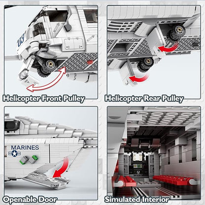 JMBricklayer CH-53 Helicopter Building Set 60008 Military Transport Helicopter Toy Aircraft Model Kit Ideal Airplane Toy Gifts for Adults and Military Fans