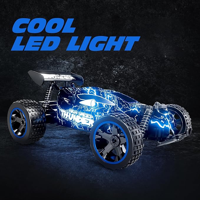 Tecnock RC Cars for Kids 1:18 Scale 2WD RC Car with LED Lights 2.4GHz Remote Control Car with USB-C Easy Charging &amp 50 Mins Playtime Toys Gifts for Boys &amp Girls Ages 8-12