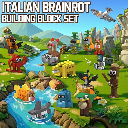 Italian Brain Rot Unique Cartoon Characters Building Blocks 17 in 1 Educational &amp Entertaining Gift Idea for Kids Teens &amp Adults