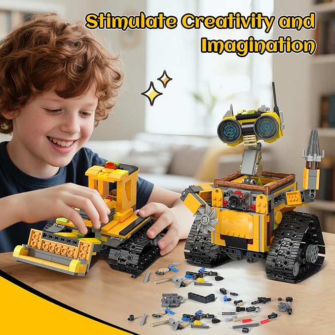 Robot Building Sets for Kids - 5 in 1 Wall Robotic Kit 748 PCS Robot with Interchangeable Arms Bulldozer Plane Building Block Toy Model for Boys Girls 8-12 Easter Home Decor