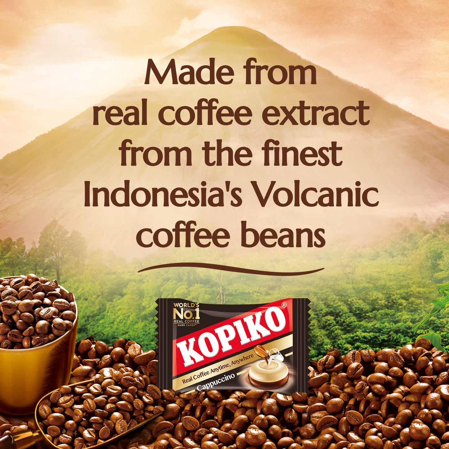 Kopiko Coffee & Cappuccino Candy – Bold-Tasty Hard Candy from Indonesia with Real Coffee Extract – A Satisfying Boost for On-the-Go Energy (2-Pack, 4.23oz Each)