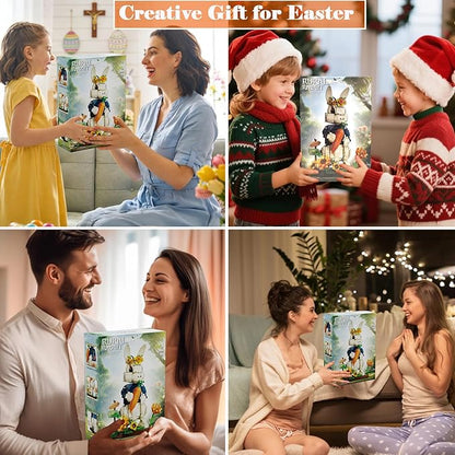 Easter Bunny Building Set with Carrot &amp Sunflower Base 1258 PCS Bricks Blocks Rabbit Model Compatible with Lego Easter Creative Easter Gift for Kids and Adults