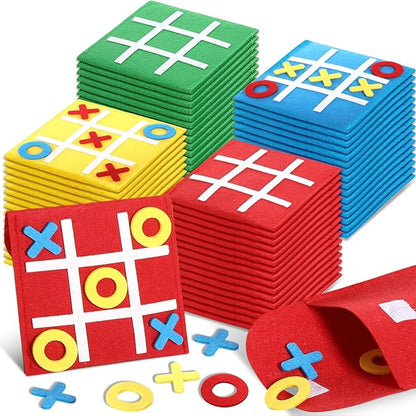 Yilloog 100 Pack Tic Tac Toe Mini Board Games Toys Bulk for Kids Tic Tac Toe Felt Board Game Birthday Party Favors Goodie Bag Stuffers for Classroom Prizes Back to School Gift 4.8''×4.8''