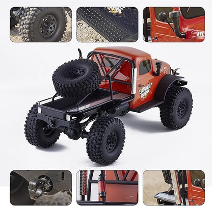 BEEZRC RocHobby 1/10 Scale Atlas 4WD 2.4GHz RC Crawler RC Rock Truck Off Road Hobby Grade Remote Control Car for Adults with Transmitter Need to Complete with Battery (Orange)