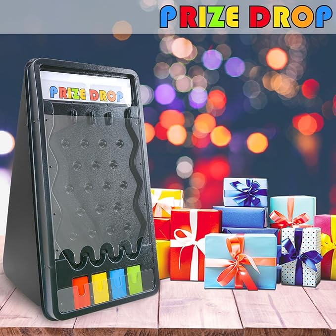 Mini Tabletop Prize Drop Board Game 25x14 Plinko Board Foldable Stand with Customizable 8 Playing Pucks for Carnival Tradeshow Party