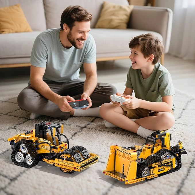 5 in 1 Building Toys STEM Robotics Kit for Kids 6-14 Remote &amp APP Controlled STEM Excavator/Truck/Robot/Bulldozer/Roller 535 PCS Blocks RC Robot Erector Sets Birthday Gift for 8 10 11 12+ Years