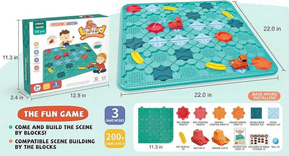 Board Game Logical Road Builder Game for Kids – 206 Challenges Brain Teaser Puzzle Educational STEM Toy Compatible with Block Brands No Batteries Gift for Boys &amp Girls Ages 3 4 5 6 7 8