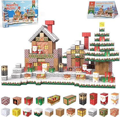 Vdealen 300 PCS Magnetic Blocks-Magnetic Building Blocks Stacking Magnetic Cubes Toy for Kids STEM Montessori Sensory Toys for Boys and Girls Age 3 4 5 6 7 8 9 10 11 12 Christmas Birthday Gift