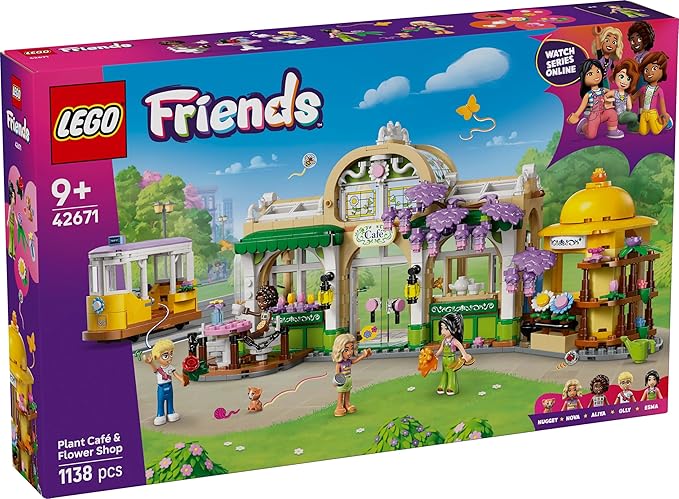 Lego 42671 Friends Flower Shop Cafe Toy Birthday Present Blocks For Girls Boys Children 9 Years Old 10 Years Old 11 Years Old Elementary School Plants Fake Green Bouquet Artificial Flower Decoration