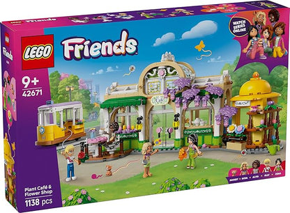 Lego 42671 Friends Flower Shop Cafe Toy Birthday Present Blocks For Girls Boys Children 9 Years Old 10 Years Old 11 Years Old Elementary School Plants Fake Green Bouquet Artificial Flower Decoration