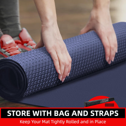Large Exercise Mat for Home Workout,12‘x6’/10'x6'/9'x6'/8'x6'/7'x5'/6'x4' (7mm) Extra Thick Workout Mat, High-Density Gym Mat for Cardio, Jump Rope, MMA, Weights (Shoe-Friendly)