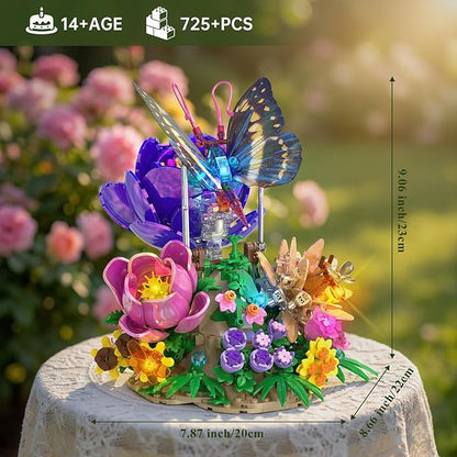 Butterfly Building Sets with Moving Wings &amp LED Lights Botanical Flowers Collection Building Blocks for Adults Butterfly Gifts Model Building Kits for Mom Girlfriend Wife on Birthday Valentine's