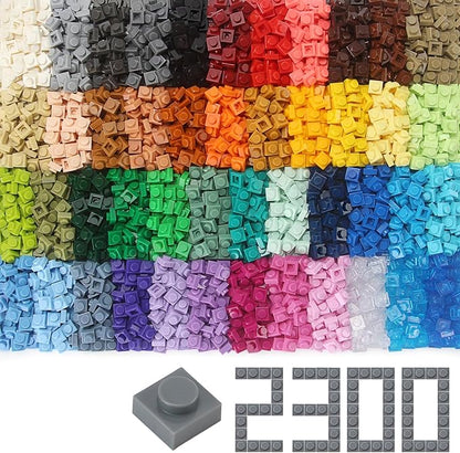 Feleph Basic 2300 Pieces Plate 1x1 Bricks 46 Colors Parts Building Play Blocks Set Toy Kids Classic Bricks Compatible with 3024 Accessories Kits