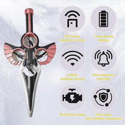 Flying Sword RC Airplane Gesture Control Airplanes for Kids Adult 8-16 Remote Control Planes with Light 360° Flip Fighter Jet Toy Gravity Sensing Stunt Roll Gift for Boy Girl Rose Gold