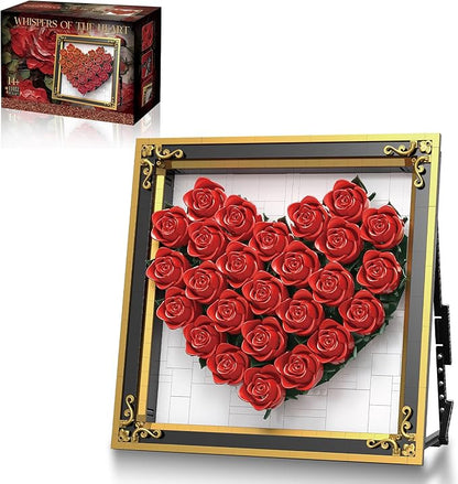 Red Rose Building Set Compatible with Lego Flowers Bouquet Botanical Collection Wall &amp Table Art Decor for Lover Adults Girls -1871PCS