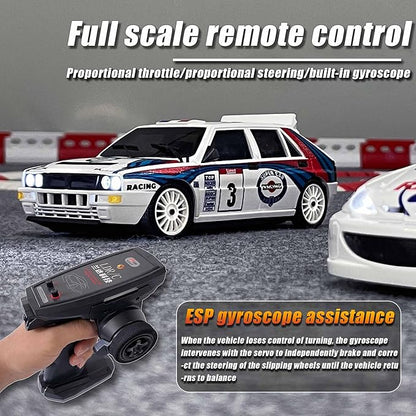 LDRC 2804PRO 1/28 Mini RC Drift Car GTR 2.4GHz 4WD RTR with Gyro and 4PCS Drift Tires Racing Radio Control Cars (White)