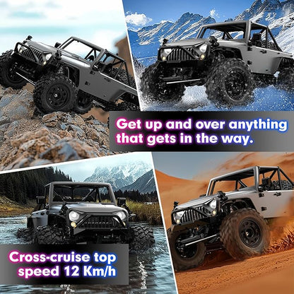 HYPER GO H12Y 1/12 Brushless 4X4 RC Rock Crawlers for Adults Metal Case Waterproof 4WD Off-Road RC Rock Trucks with Portal Axles All Terrain RC Cars with 2 Battery