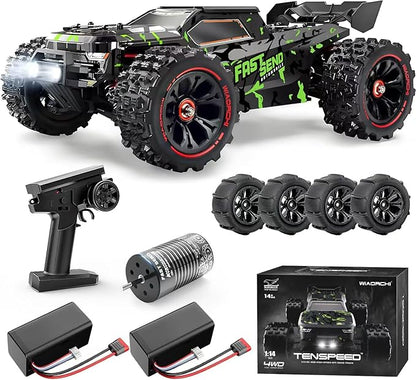 1/14 Brushless RC Cars for Adults Fast 50+ mph RC Trucks 4x4 Offroad Waterproof Electric Powered High Speed Remote Control Car Fast Extreme All Terrain RC Truggy with 3S Battery for Snow Sand