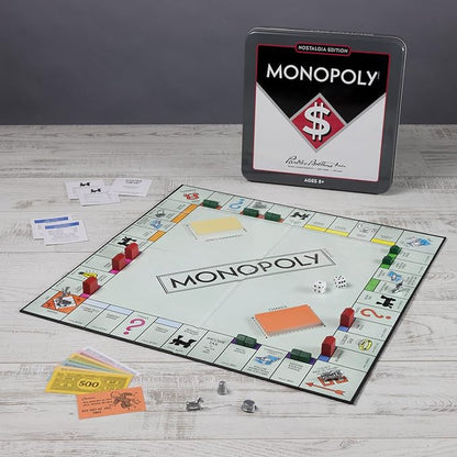 Monopoly Nostalgia Edition Board Game in Collectible Tin by WS Game Company - Vintage Style Property Trading Board Games for Ages 8+