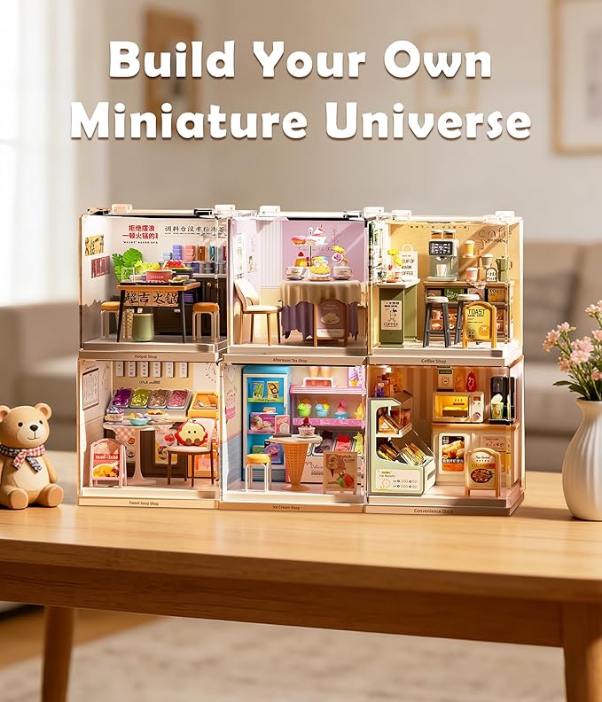 Miniature Ice Cream Shop Model Kit Small-Scale DIY Building Set with Tiny Furniture Highly Detailed Collectible for Adults &amp Craft Lovers Super Mini Series