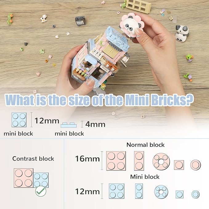 Street View Flower House Shop Mini Building Blocks MOC Creative Building Toys Cute Panda Building Set for Kids 6-12 Simulation Architecture Construction Toy Gift Idea for Kids Adults (810PCS)
