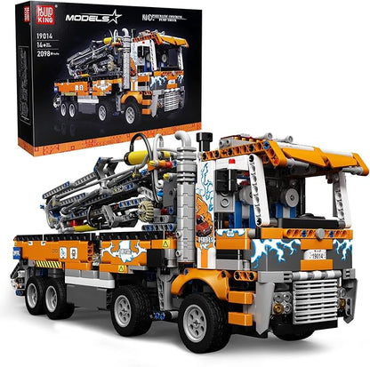 Mould King Concrete Pump Truck Building Set for Kids Ages 14+ Terrain Tow Truck Model Toys (2098Pieces)