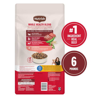 Nutrish Dry Dog Food, Real Beef, Pea & Brown Rice Recipe Whole Health Blend for Adult Dogs, 6 lb. Bag (Rachael Ray)