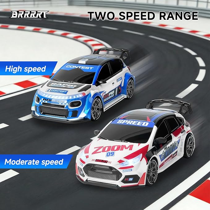 BRRRRT 1:24 Remote Control Rally Car4WD High Speed Remote Control Cars with LED LightsDrift Car for Boys and Girls Age 6+ Blue