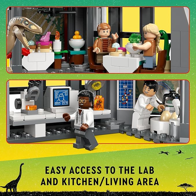 LEGO Jurassic Park Visitor Center: T. rex &amp Raptor Attack 76961 Buildable Dinosaur Toy Gift for Teens and Kids Aged 12 and Up Including a Dino Skeleton Figure 6 Minifigures and More