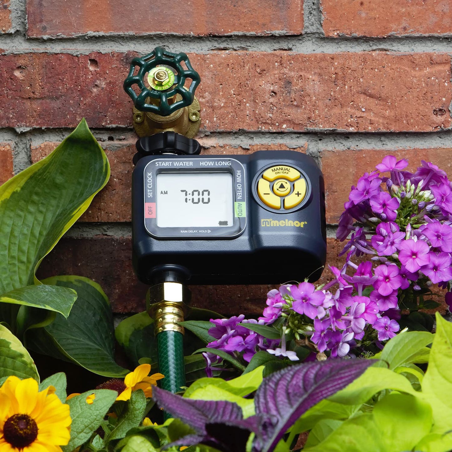 Melnor 65138AMZ AquaTimer Digital Hose Timer, 1-Zone Timer, QuickConnect Bundle, Black, Yellow