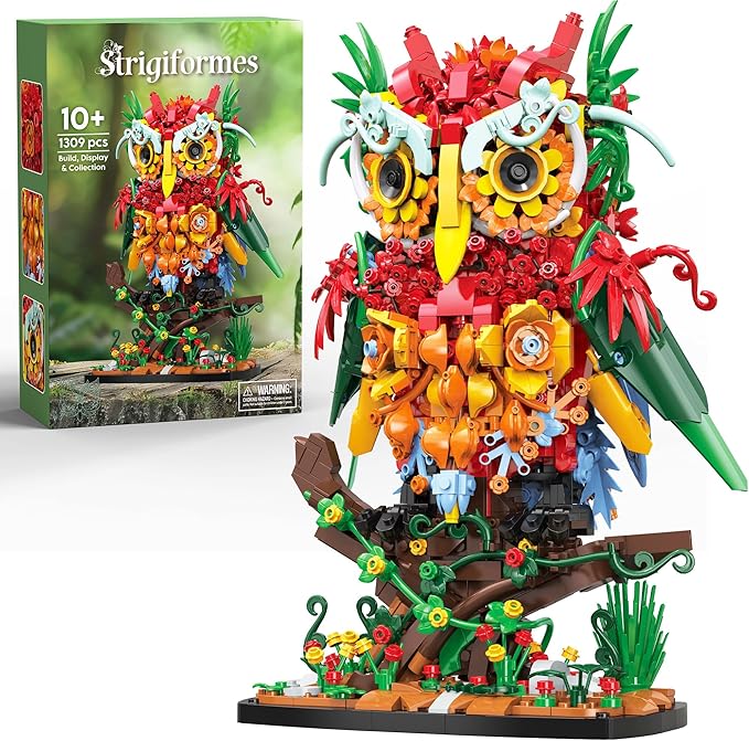JOJO&ampPeach Flower Owl Animal Building Toys for Adults &amp Teens A Floral Bird Model Kit for The Home Decor &amp Office Display Botanical Collection Birthday Gift for Women Girls Aged 10+ (130