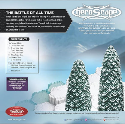 Renegade Game Studios Heroscape Terrain Expansion: The Snow Fields of Valhalla with 120 Hex-Tiles &amp 2 Evergreen Trees