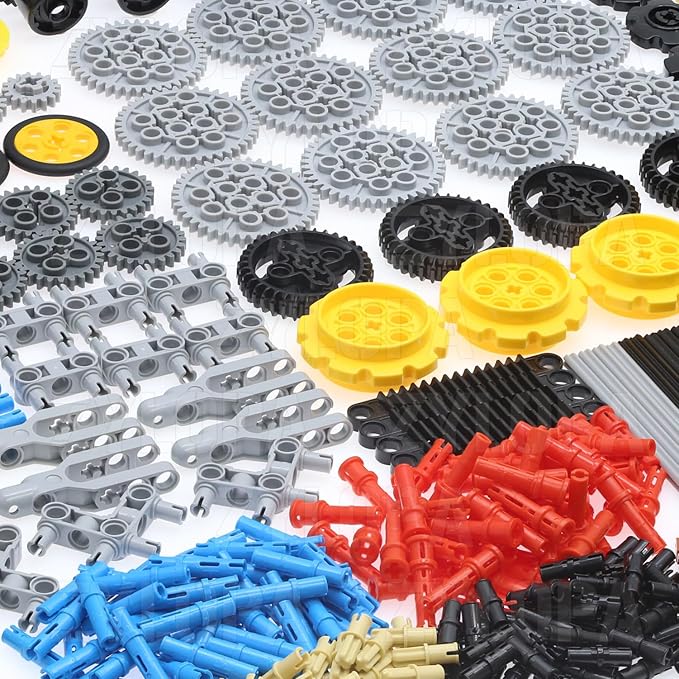 854pcs Technic Parts and Pieces Set: Gears Axles Pins Connectors Differential Tracks Shock Absorbers etc. Compatible with Major Brands. Toy Building Block for MOC Technical Accessories kit.