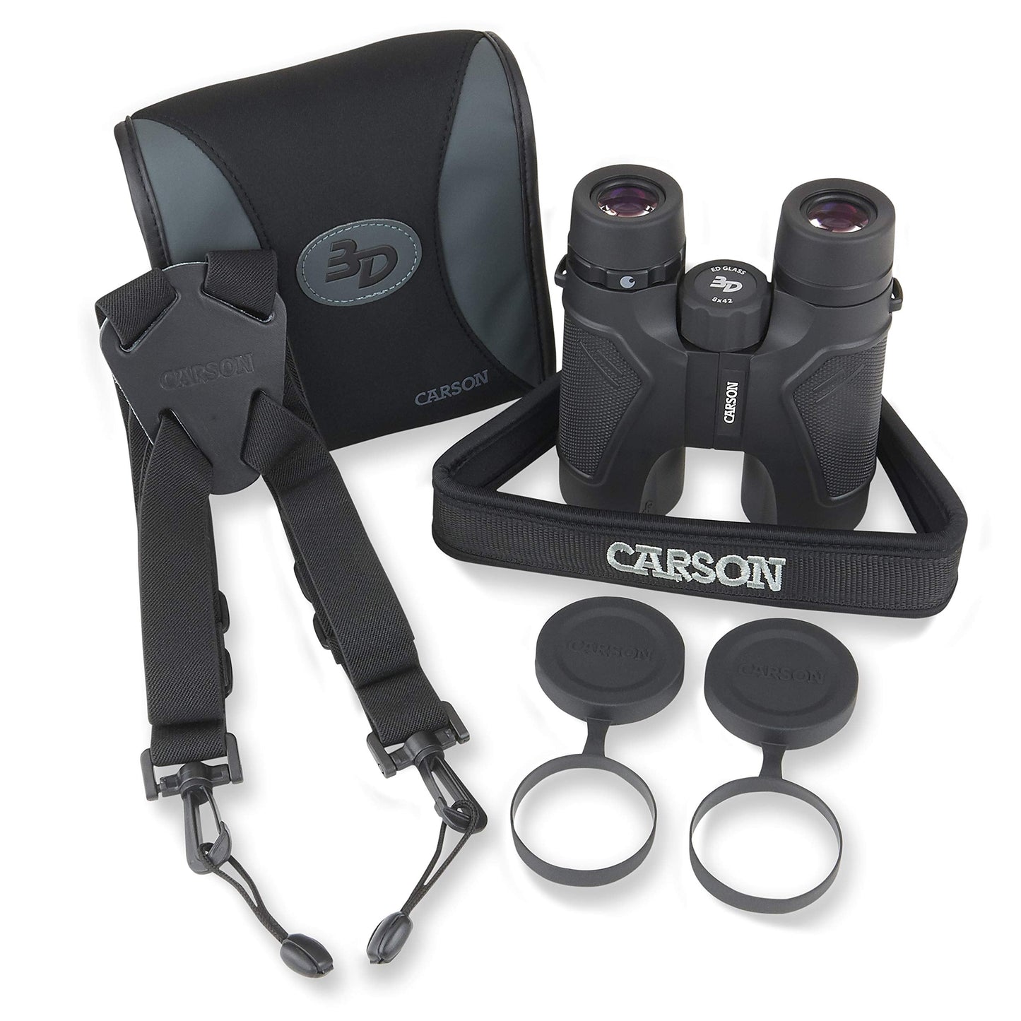 Carson 3D Series 8x42mm High Definition Compact and Waterproof Binoculars with ED Glass, Black (TD-842ED)