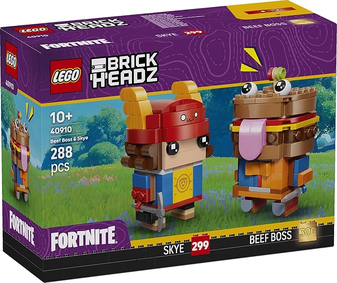 LEGO Fortnite BrickHeadz Beef Boss &amp Skye Figures – 288-Piece Video Game Building Set with Sword &amp Pickaxe Accessories Collectible Gamer Decor Gift for Kids Boys &amp Girls – 40910