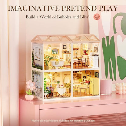Rolife Super Creator-DIY Plastic Miniature House for Adults Mini Blocks Model Kit Building Sets DIY Crafts/Hobbies/Building Blocks Toys for Adults (Pop Bubble Bathroom)