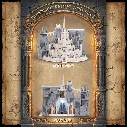 Medieval The Rings White Castle Architecture Sets for Adult Building with Lights Movie Modular Collectible for Fans Gift Toy for Men and Women (2318 Pcs)