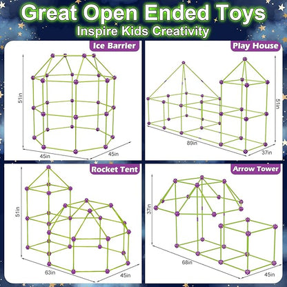 V-Opitos 140 Pack Glow in The Dart Fort Building Kits for Kids Age 4 5 6 7 8+ Years Old STEM Building Toys for DIY Castles Tunnels Ideal Christmas Birthday Gifts for Boys &amp Girls