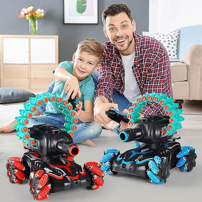 BOKSYUR Rc Car Shoot SoftBulletFits for NerfRc Tank That ShootsBattle ANK with Remote Control Tank That Shoots Foam Darts-Stunts16Foam Darts- Birthday Presents ForKids 7 8 9 10 11 Year Old（red2.0