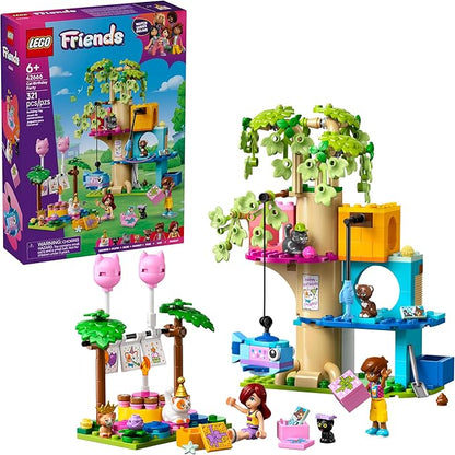 LEGO Friends Cat Birthday Party &amp Tree House Building Toy - Pretend Play Building Blocks W/Cat Toys &amp 2 Minidolls - Creative Storytelling Kids Toy for Girls and Boys 9+ - Birthday Gift Idea-
