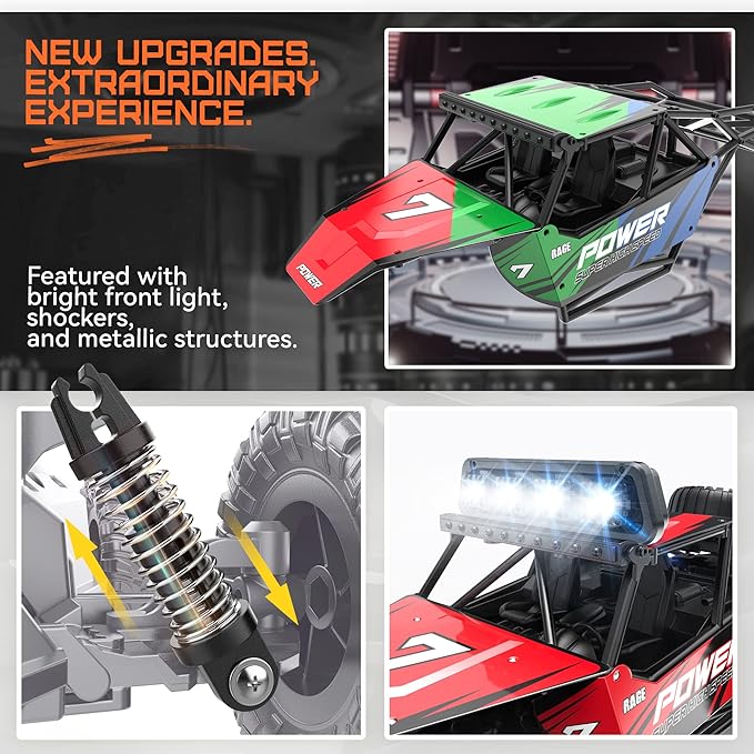 BEZGAR TB141 RC Cars-1:14 Scale Remote Control Car 2WD High Speed 20 Km/h Electric Toy Off Road RC Car Vehicle Truck Crawler with LED Headlight and Two Rechargeable Batteries for Kids and Adults
