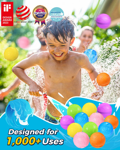 Reusable Water Bomb balloons, Summer Toy Water Toy for Boys and Girls, Pool Beach Toys for Kids ages 3-12, Outdoor Activities Water Games Toys Self Sealing Water Splash Ball for Fun(12Pack)