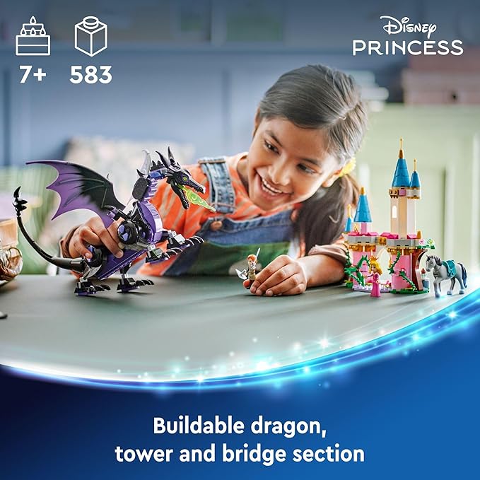 LEGO Disney Princess Maleficent’s Dragon Form Building Set for Kids and Sleeping Beauty Fans Disney Princess Figure Castle Toy Fun Gift Idea for Girls and Boys Ages 7 Plus Who Love Aurora 43240