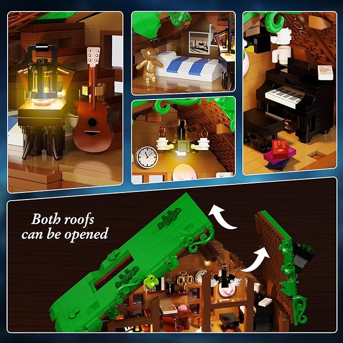 Folk Cabin Building Set Folk House Compatible with Lego Forest Cabin House Building Creative Collection Toys Mysterious Cabin ModelChristmas Birthday Gifts for Girls Adult (664 PCS)