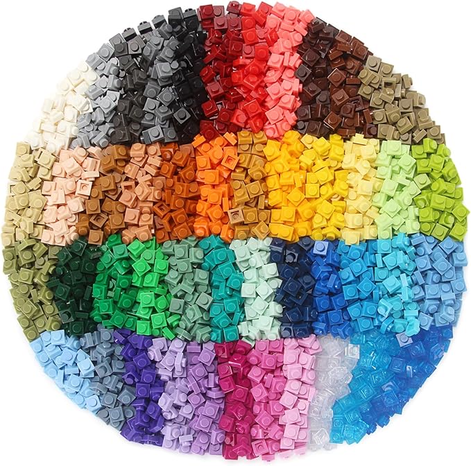 Feleph Basic 2300 Pieces Plate 1x1 Bricks 46 Colors Parts Building Play Blocks Set Toy Kids Classic Bricks Compatible with 3024 Accessories Kits