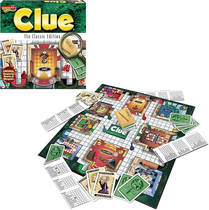 Clue Classic with 1949 Card Artwork &amp Suspects by Winning Moves Games USA Original Whodunnit Murder Mystery Game with Metal Weapons for 3to 6 Players Ages 8 and up