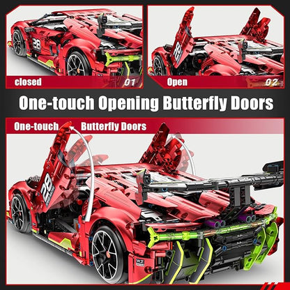 Remote Control Super Car Building Kits 1835PCS Technique Plated Race Car Building Set for Adults Men Teens - with 5 Fast Motors Electric Height Adjustment &amp Drift Spin Wheels